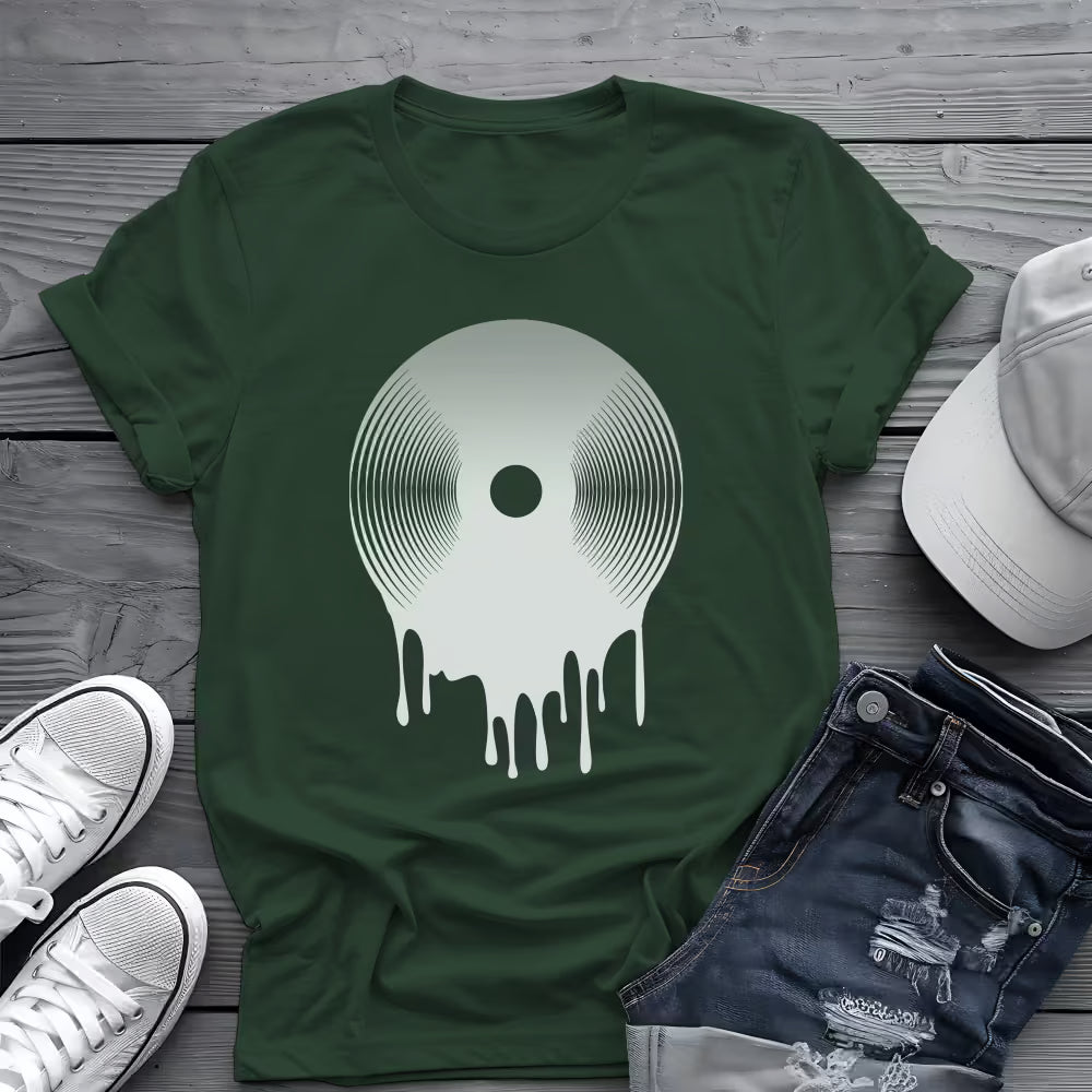 Melting Vinyl Record Tee 🎶 Abstract Music Art Shirt - Vinyl Lover Shirt