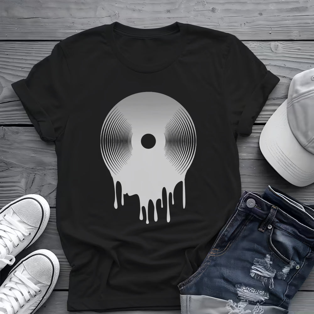 Melting Vinyl Record Tee 🎶 Abstract Music Art Shirt - Vinyl Lover Shirt
