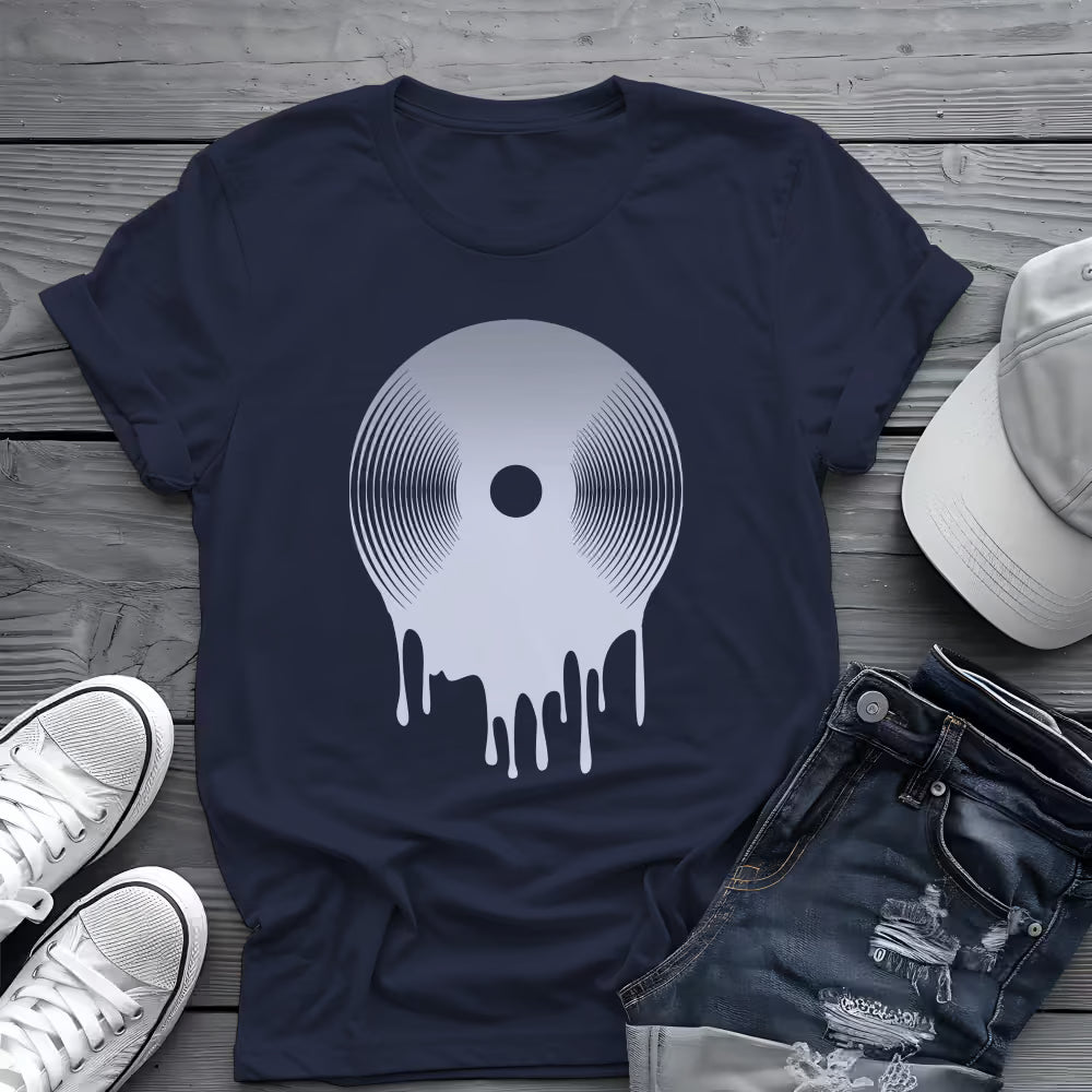 Melting Vinyl Record Tee 🎶 Abstract Music Art Shirt - Vinyl Lover Shirt
