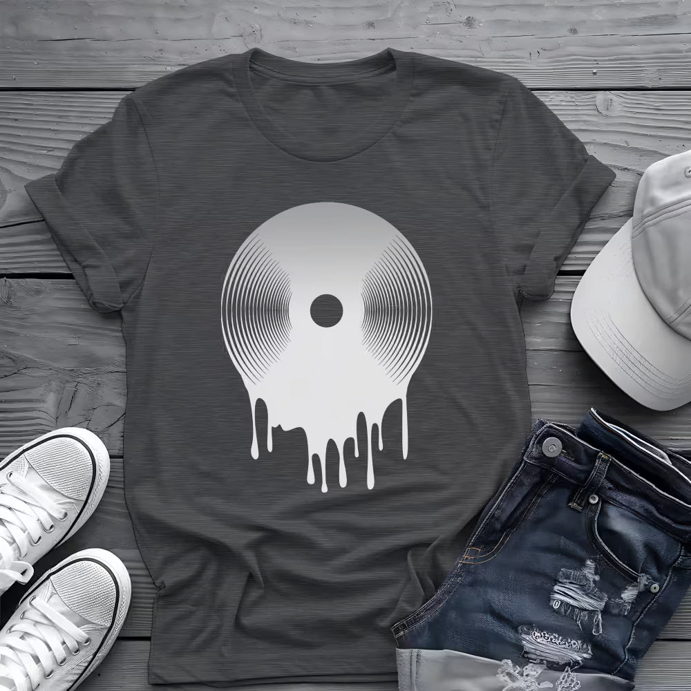 Melting Vinyl Record Tee 🎶 Abstract Music Art Shirt - Vinyl Lover Shirt