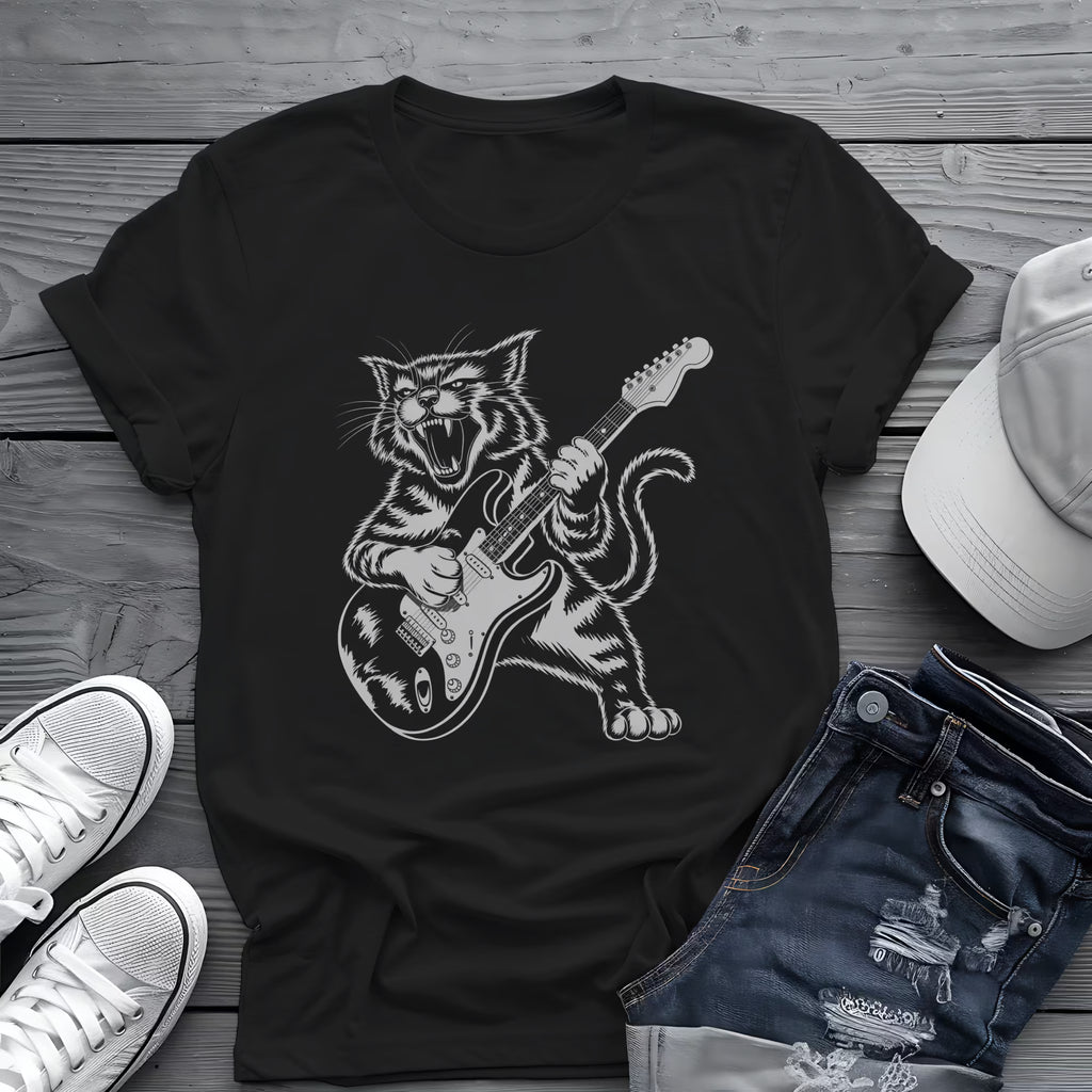 Rock Cat Guitar Tee 🎸 Funny Cat Guitar Shirt