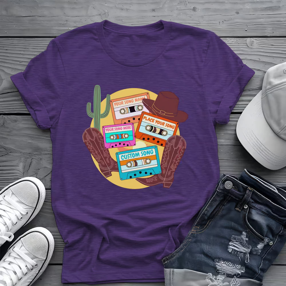 Custom Country Cassette Tee 🤠 Personalized Music Shirt - Retro Western Shirt