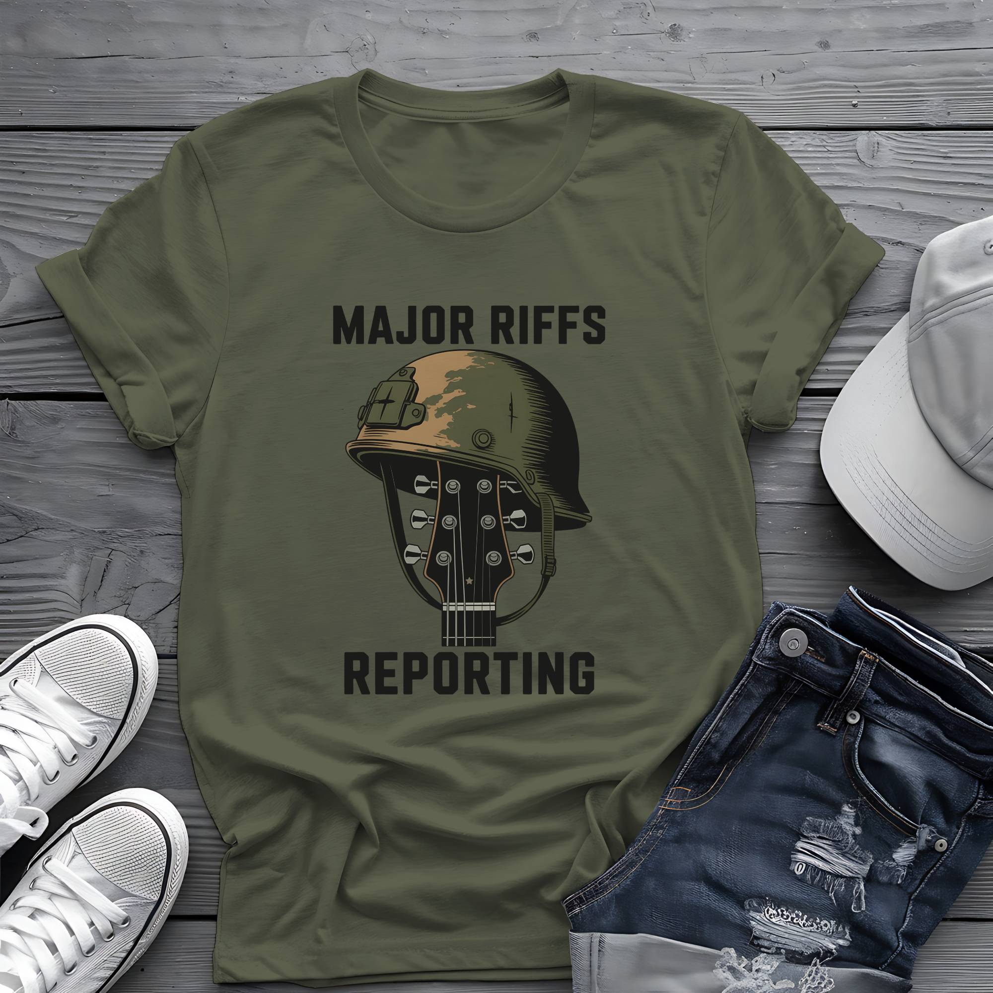 Major Riffs Reporting: Battle-Hardened Guitarist Graphic Tee 🎸🪖